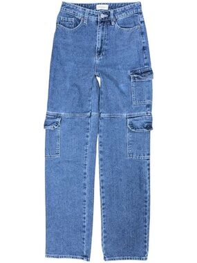 Pacsun Jeans 90s Boyfriend Straight 24 Medium Blue Denim Cargo Utility Workwear